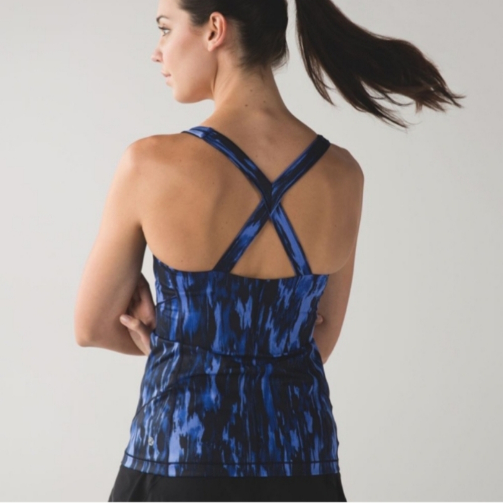 LULULEMON KANTO CATCH ME TANK TOP  PAINTED ANIMAL BLUE SIZE 6. - Picture 2 of 13